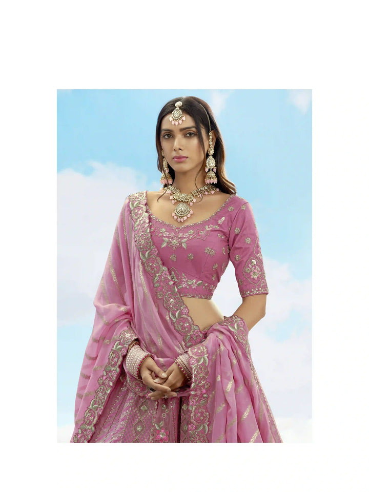 Designer Silk Lehenga Choli with Embroidery and Stone work for Weddings