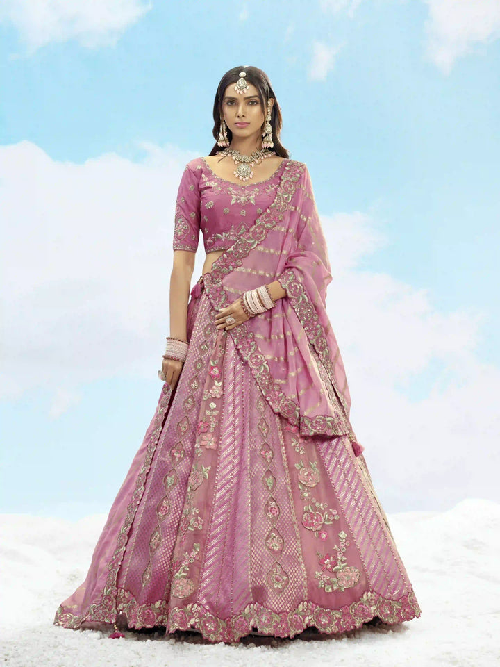 Designer Silk Lehenga Choli with Embroidery and Stone work for Weddings