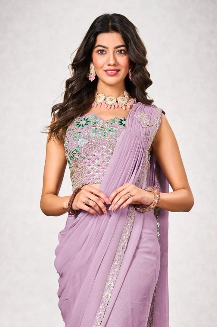 Sparkle in Style with Designer Embroidered Shimmer Georgette Saree