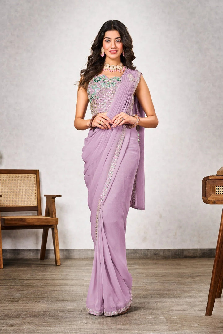 Sparkle in Style with Designer Embroidered Shimmer Georgette Saree