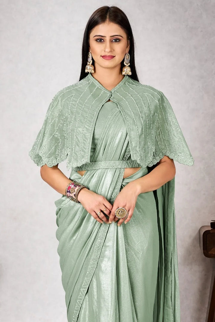 Sophisticated Pastel Green Saree for Festive Occasions