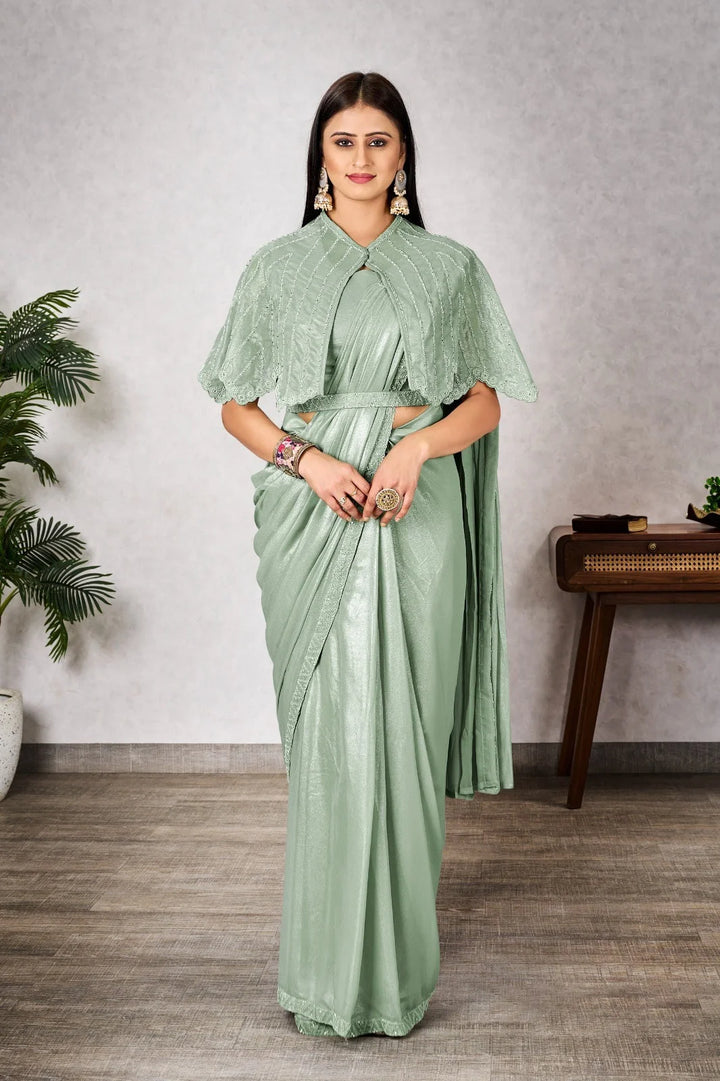 Sophisticated Pastel Green Saree for Festive Occasions