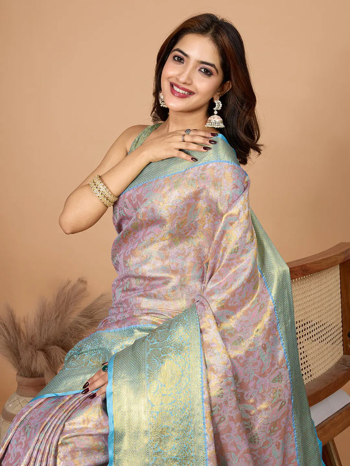 Premium Soft Silk Saree & Blouse with Intricate Jari Detailing