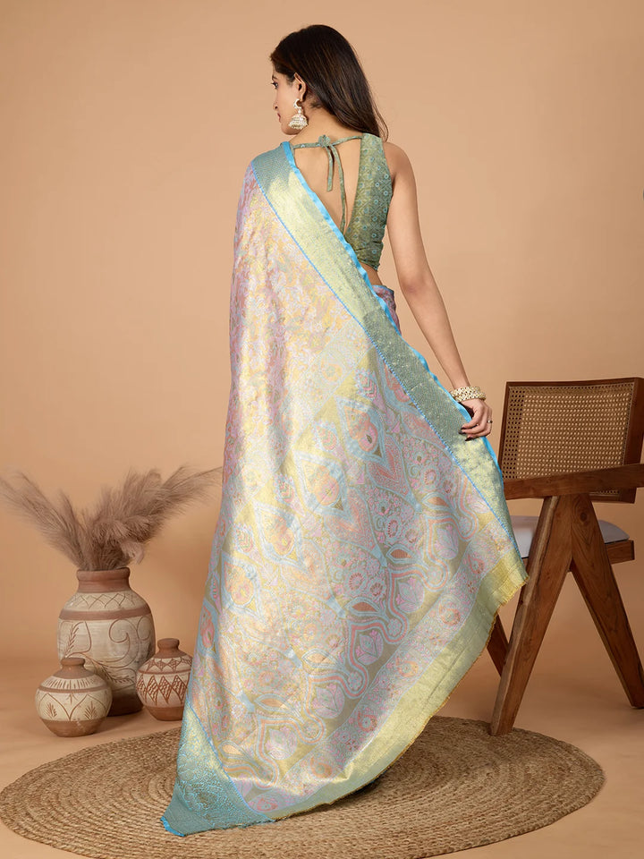 Premium Soft Silk Saree & Blouse with Intricate Jari Detailing