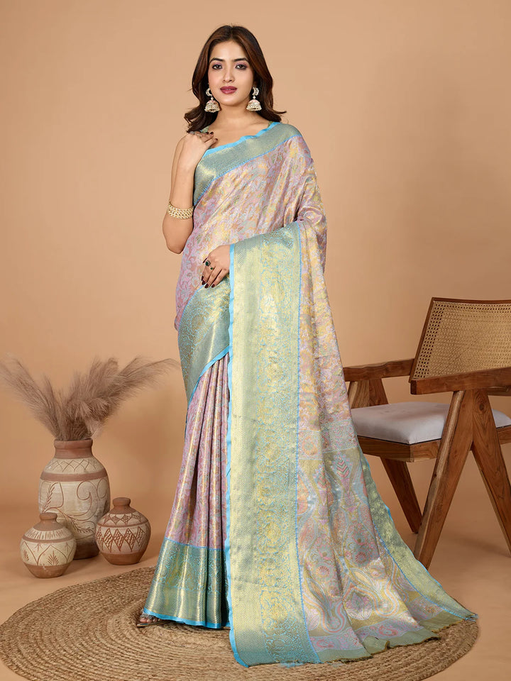Premium Soft Silk Saree & Blouse with Intricate Jari Detailing