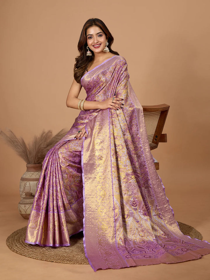 Soft Silk Purple Saree with Intricate Jari Weaving