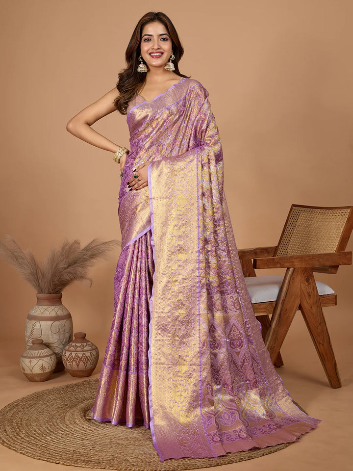 Soft Silk Purple Saree with Intricate Jari Weaving