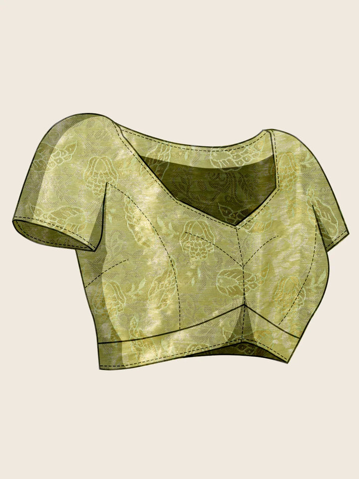 Pista Green Soft Silk Saree with Heavy Jari Designer Work