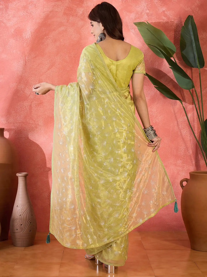 Fashion-Forward Twill Net Saree with Embroidered Finish