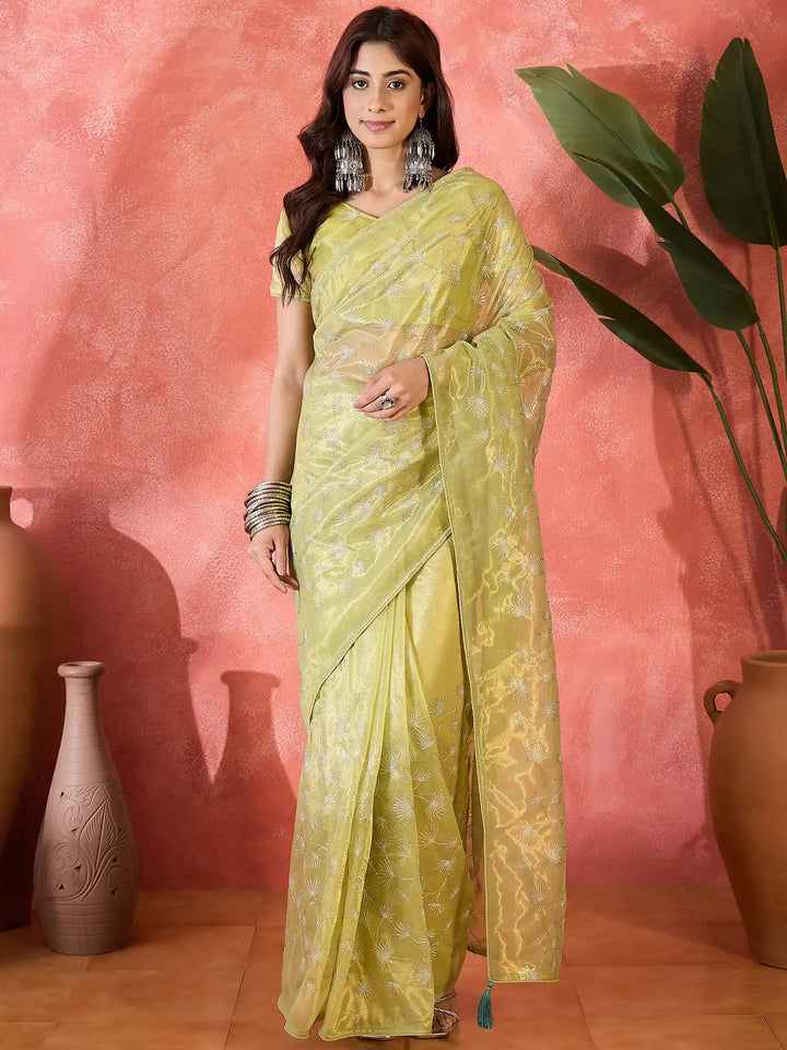 Fashion-Forward Twill Net Saree with Embroidered Finish