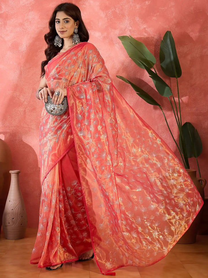 Fashion-Forward Twill Net Saree with Embroidered Finish