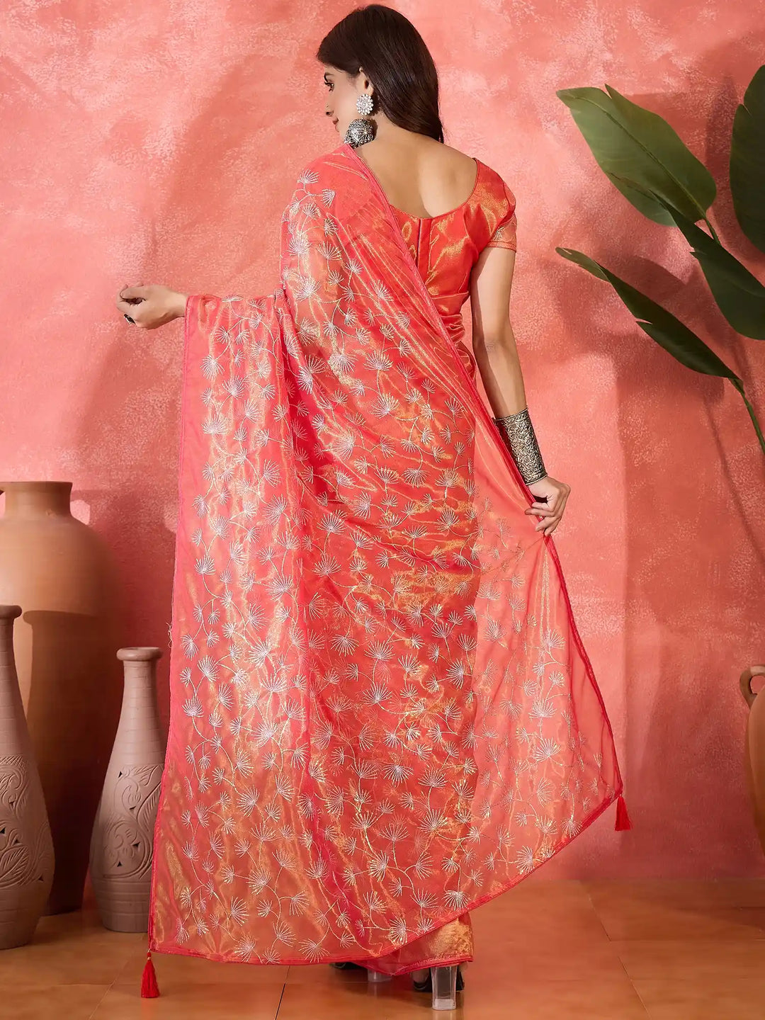 Fashion-Forward Twill Net Saree with Embroidered Finish
