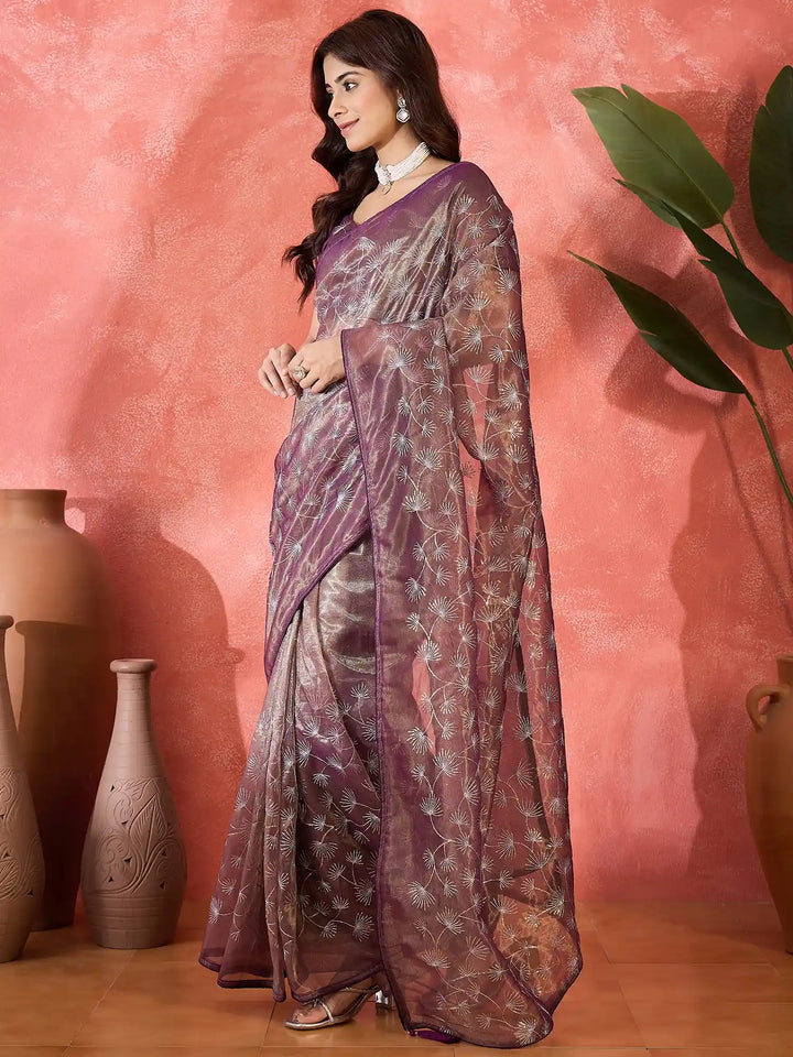 Fashion-Forward Twill Net Saree with Embroidered Finish