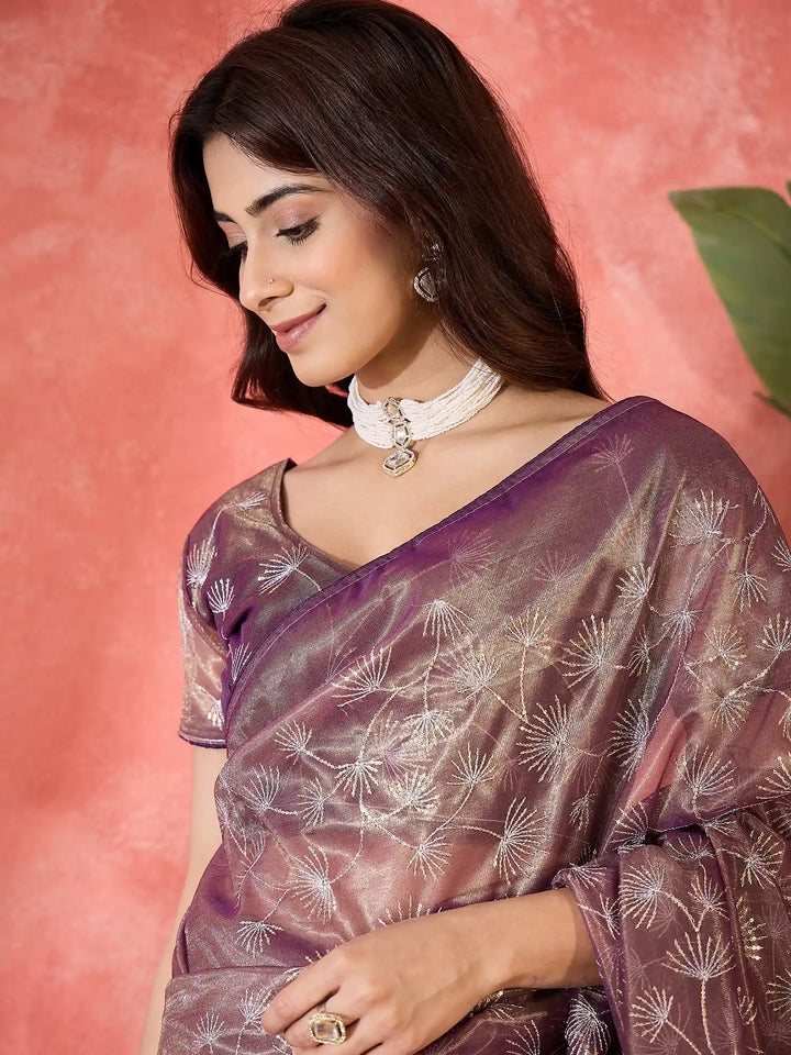 Fashion-Forward Twill Net Saree with Embroidered Finish