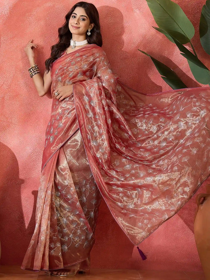 Fashion-Forward Twill Net Saree with Embroidered Finish