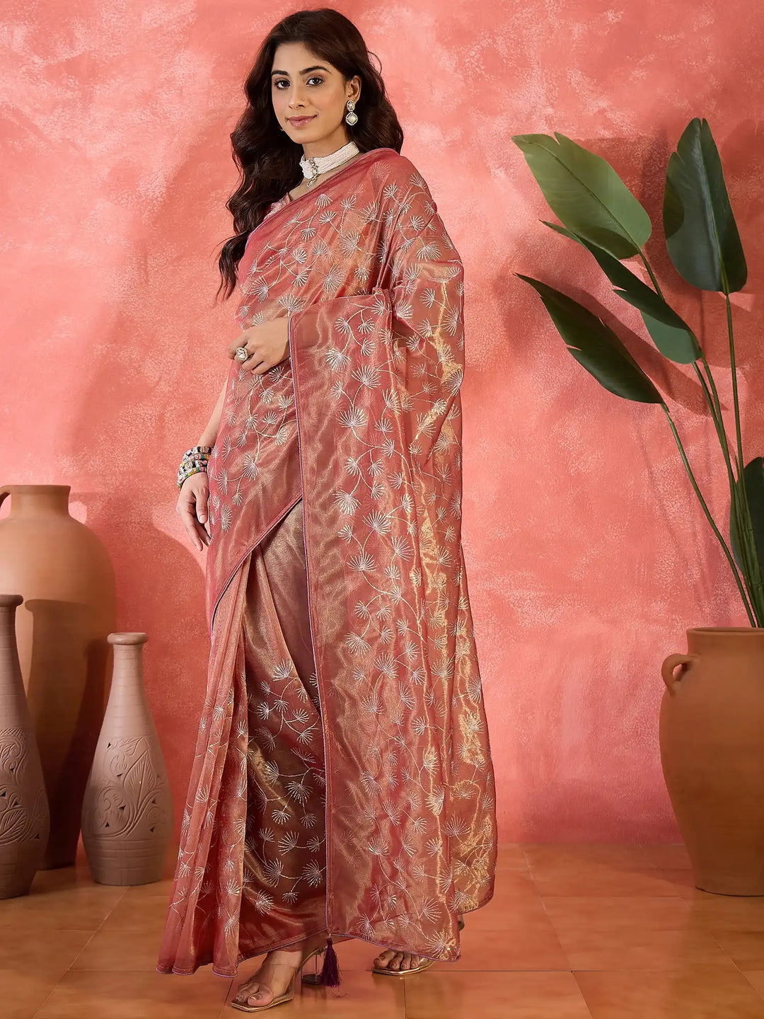 Fashion-Forward Twill Net Saree with Embroidered Finish