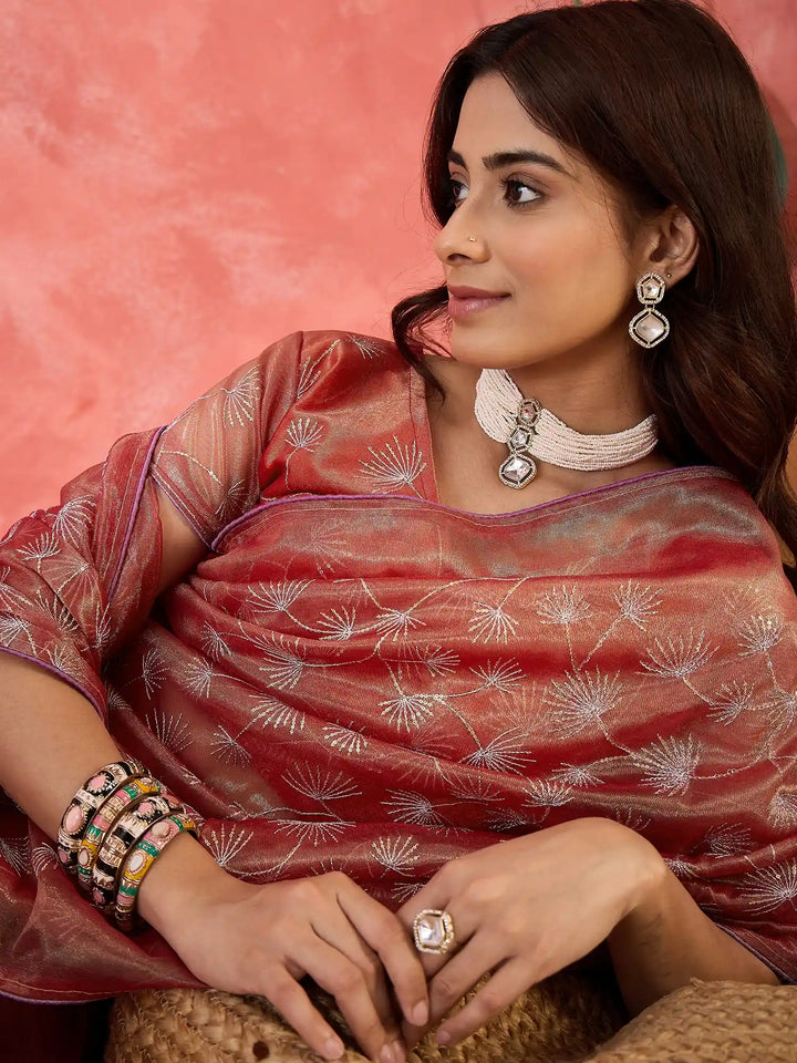 Fashion-Forward Twill Net Saree with Embroidered Finish