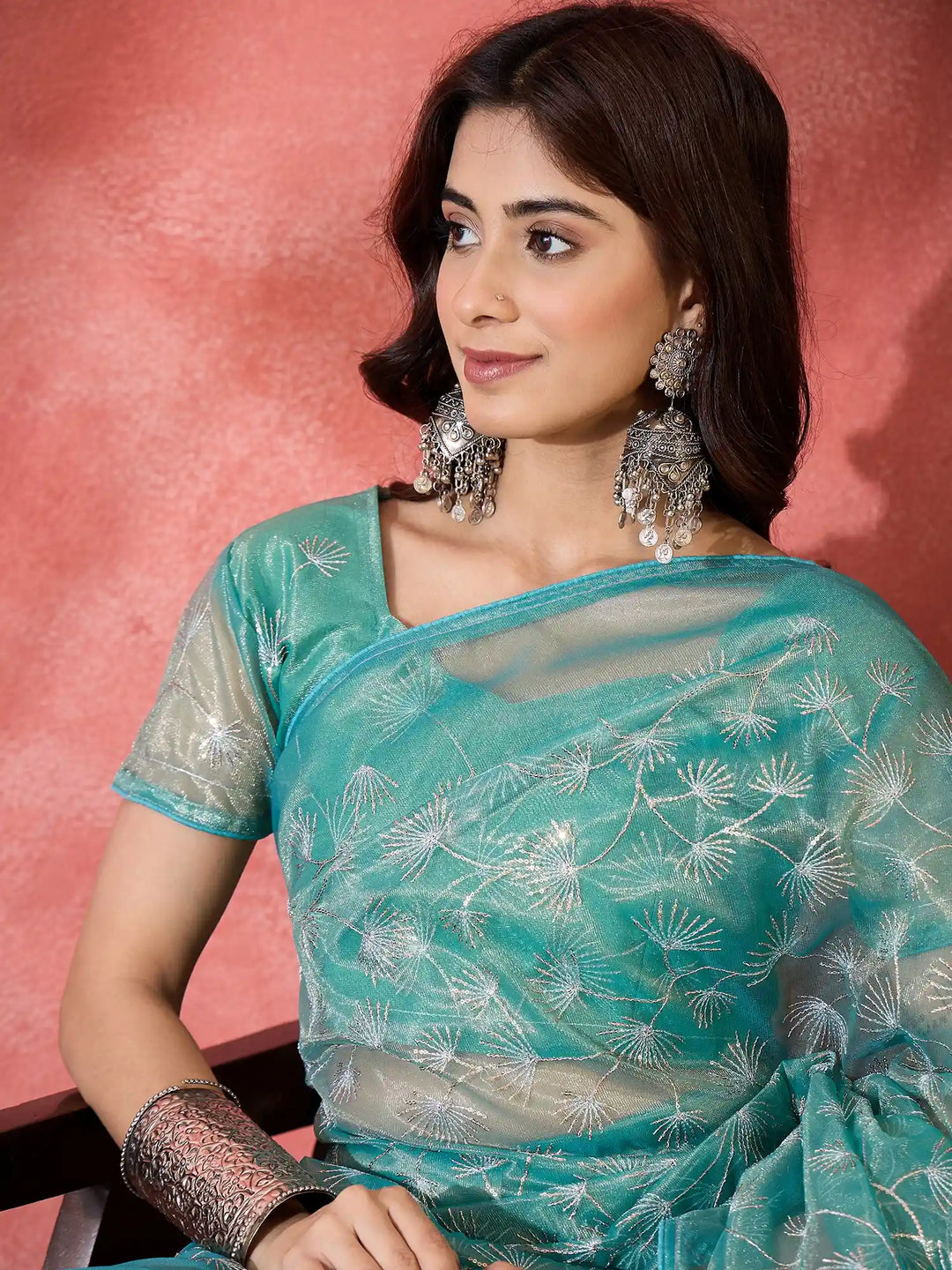 Fashion-Forward Twill Net Saree with Embroidered Finish
