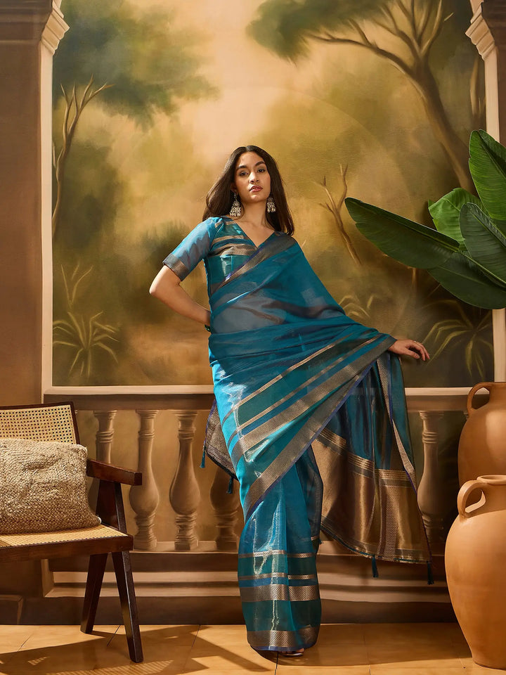 Premium Organza Saree with Stylish Wevon Work Blouse
