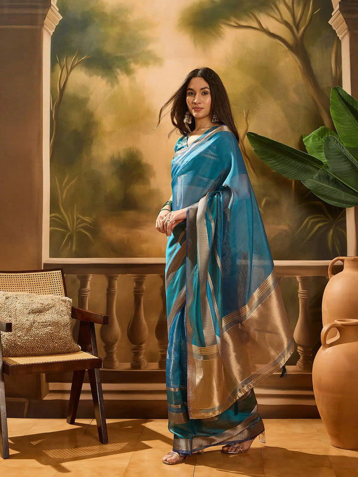 Premium Organza Saree with Stylish Wevon Work Blouse