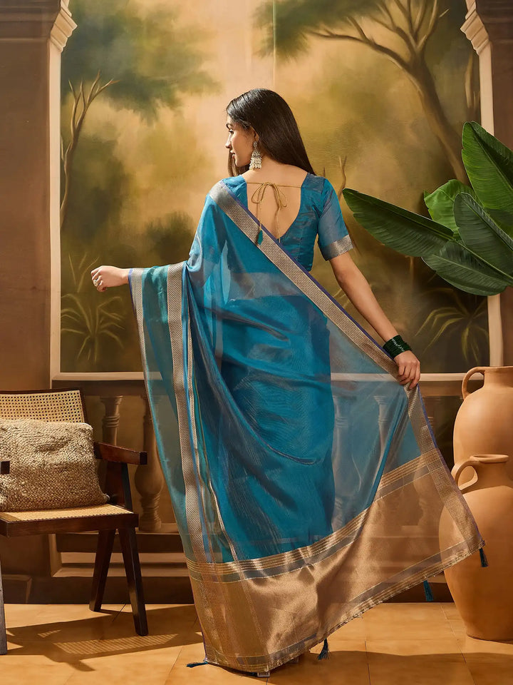 Premium Organza Saree with Stylish Wevon Work Blouse
