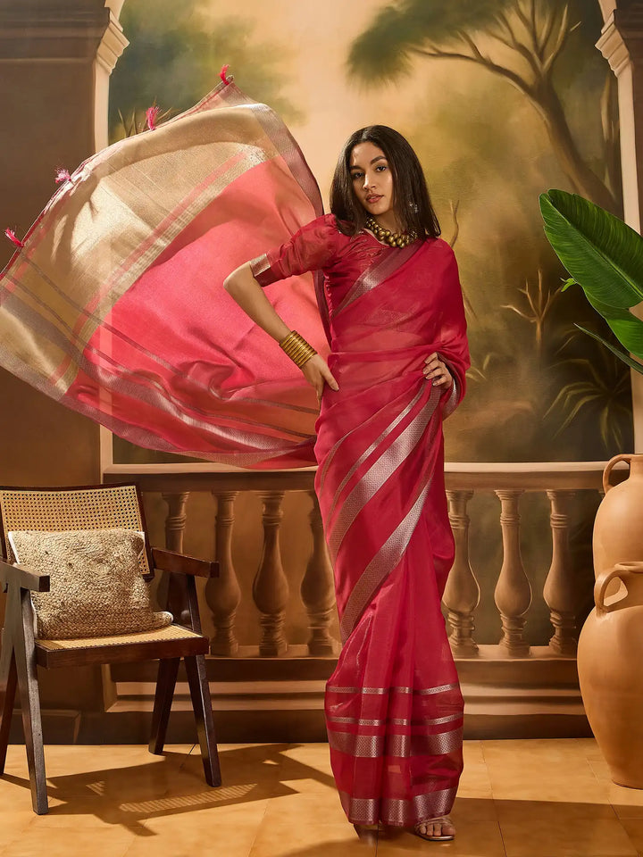 Premium Organza Saree with Stylish Wevon Work Blouse