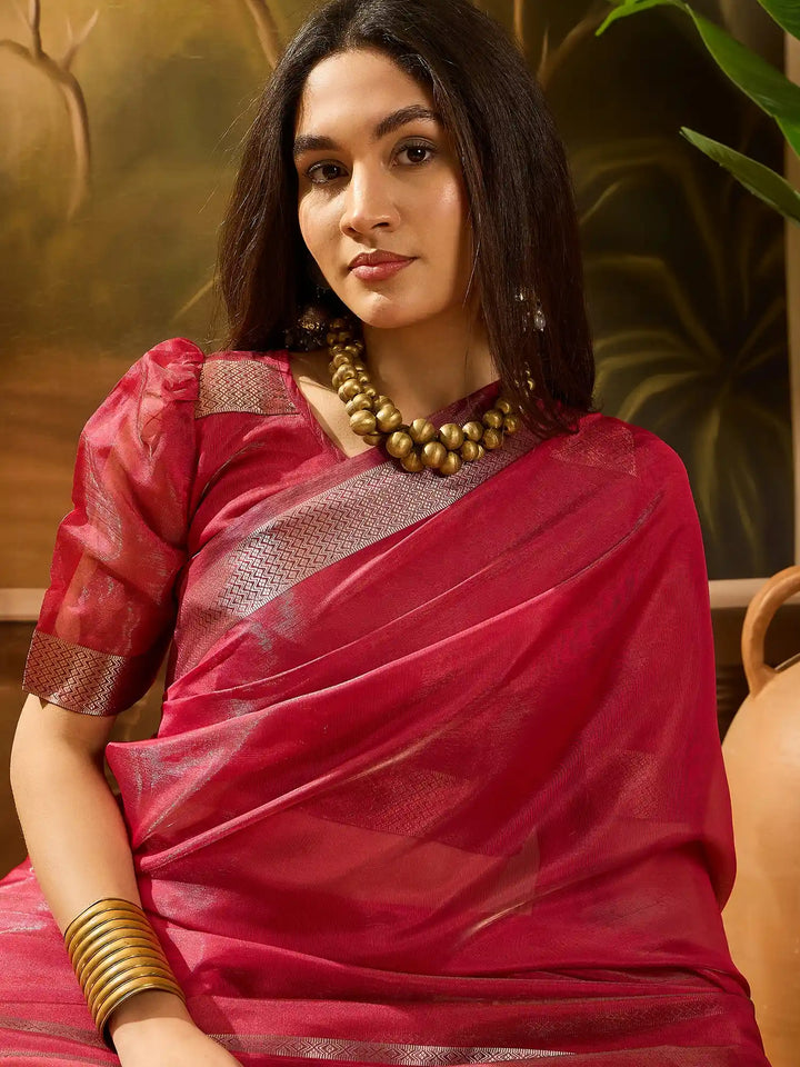 Premium Organza Saree with Stylish Wevon Work Blouse