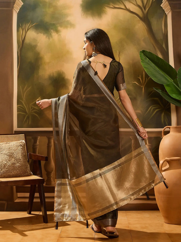 Premium Organza Saree with Stylish Wevon Work Blouse