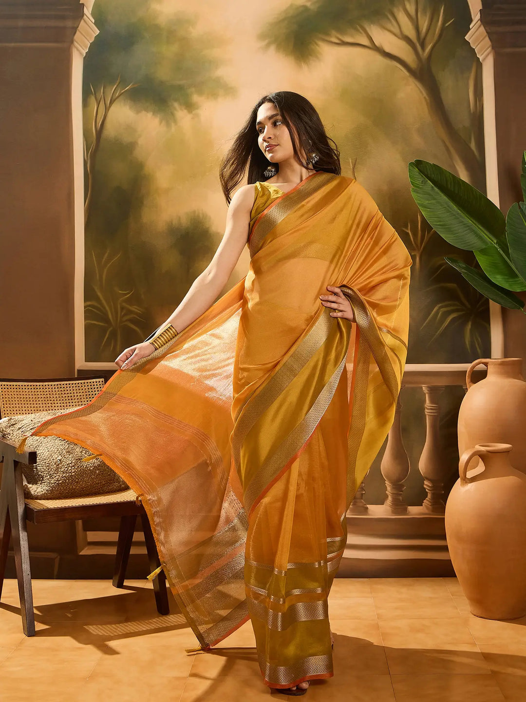 Premium Organza Saree with Stylish Wevon Work Blouse