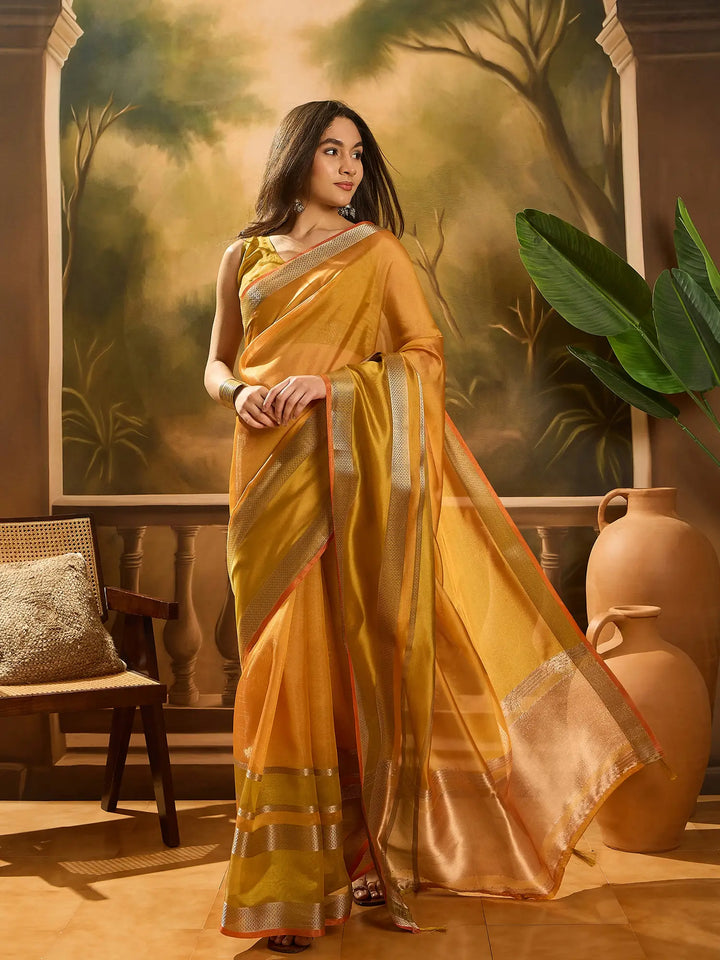 Premium Organza Saree with Stylish Wevon Work Blouse