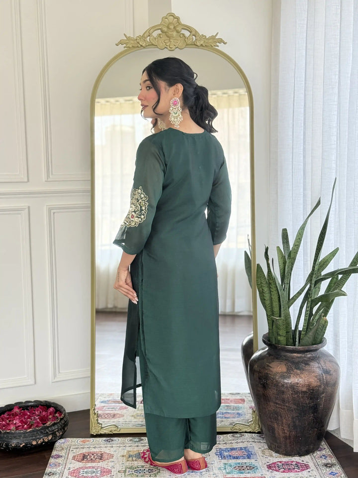 Stylish Party Wear Suit with Chanderi Dupatta & Silk Fabric