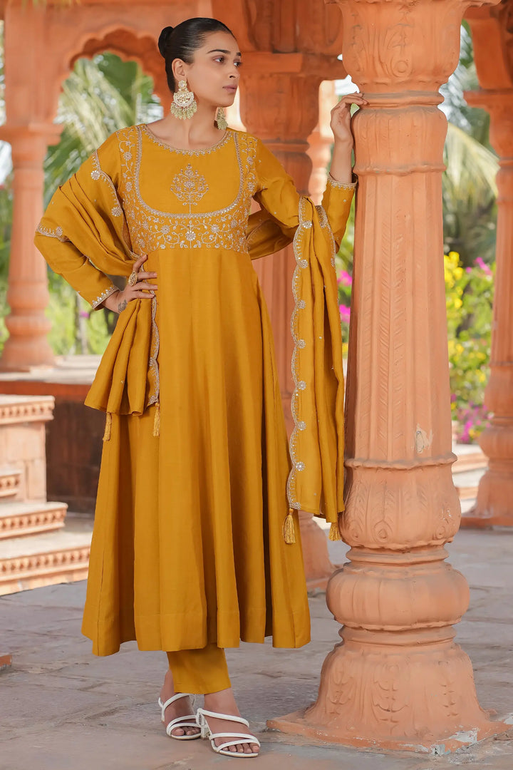 Designer Vichitra Silk Salwar Kameez with Dupatta Combo