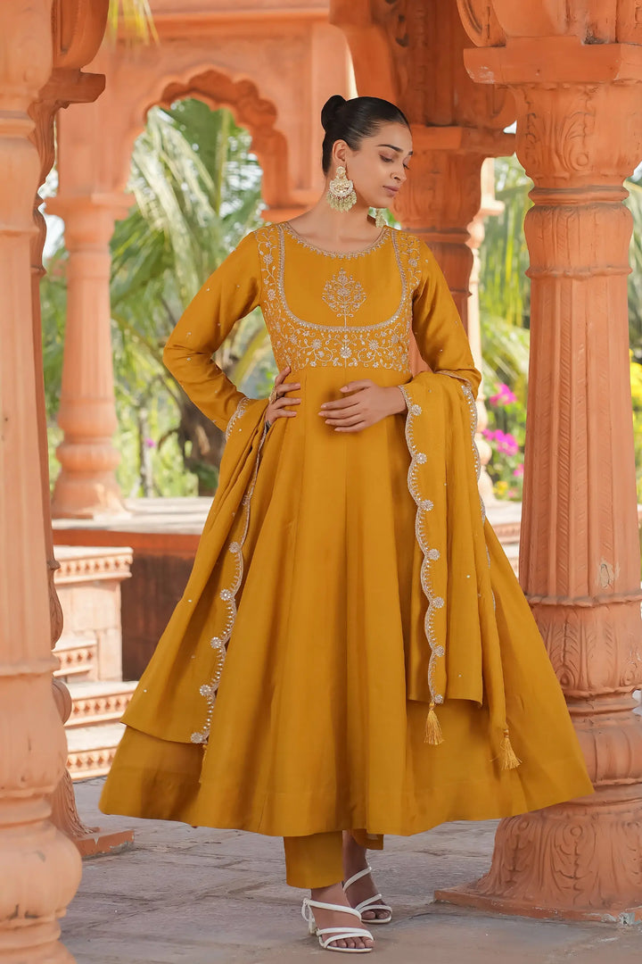 Designer Vichitra Silk Salwar Kameez with Dupatta Combo