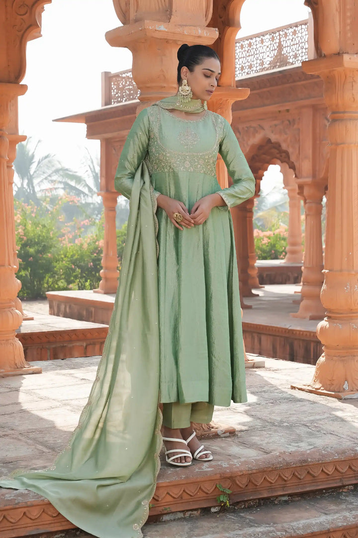 Designer Vichitra Silk Salwar Kameez with Dupatta Combo