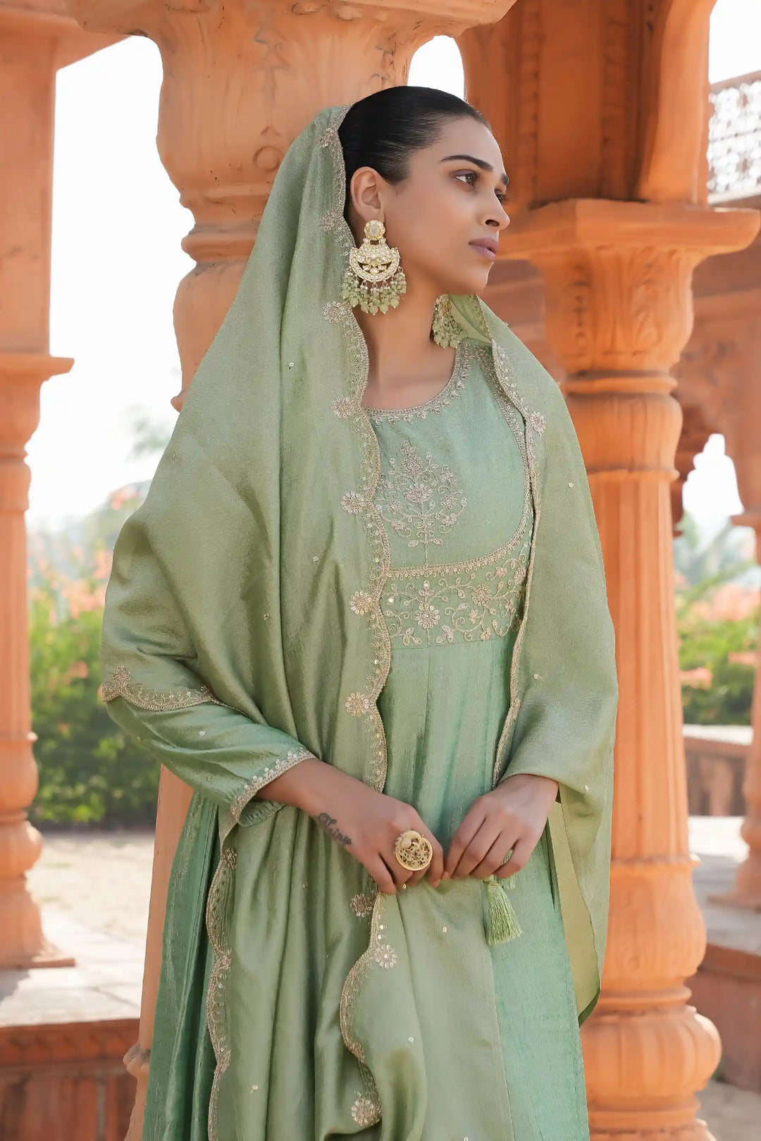 Designer Vichitra Silk Salwar Kameez with Dupatta Combo