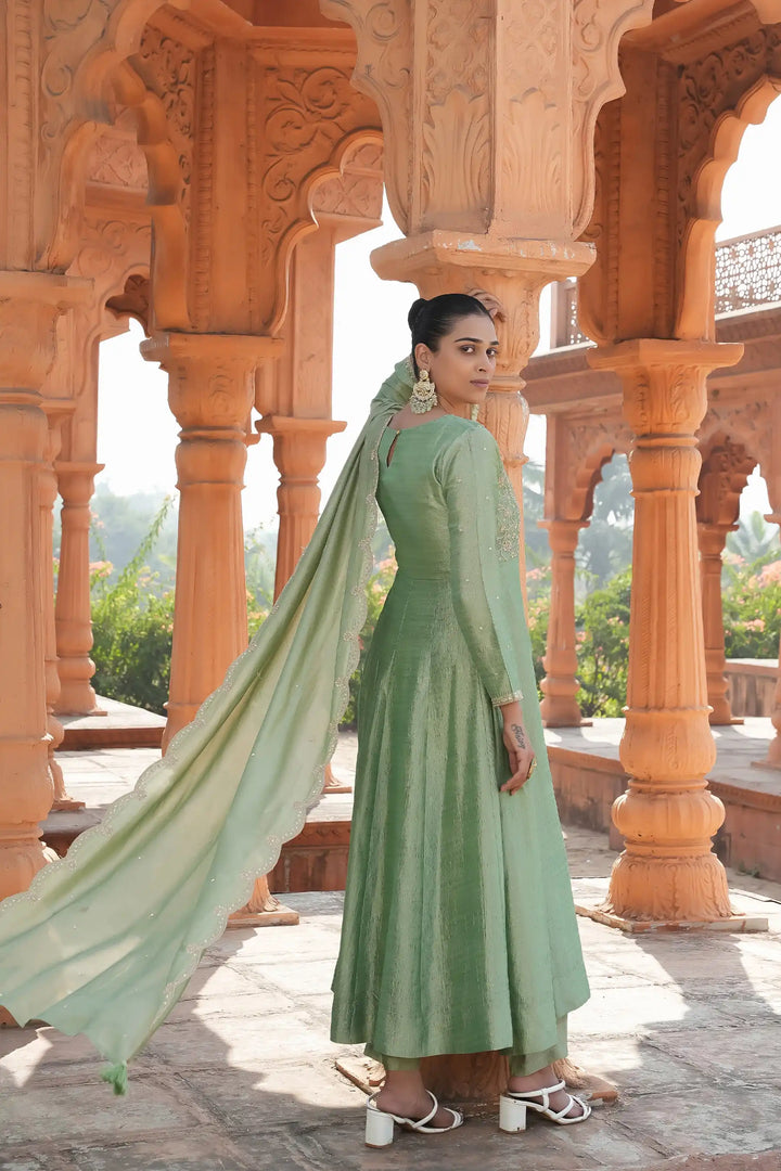 Designer Vichitra Silk Salwar Kameez with Dupatta Combo
