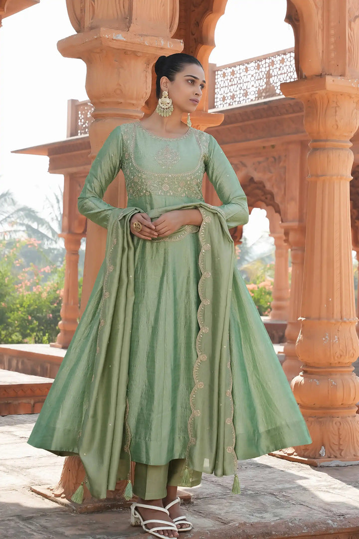 Designer Vichitra Silk Salwar Kameez with Dupatta Combo