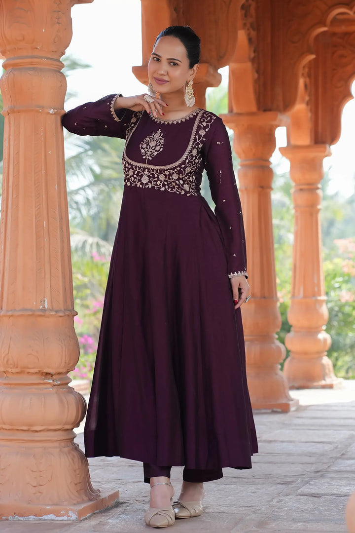 Designer Vichitra Silk Salwar Kameez with Dupatta Combo