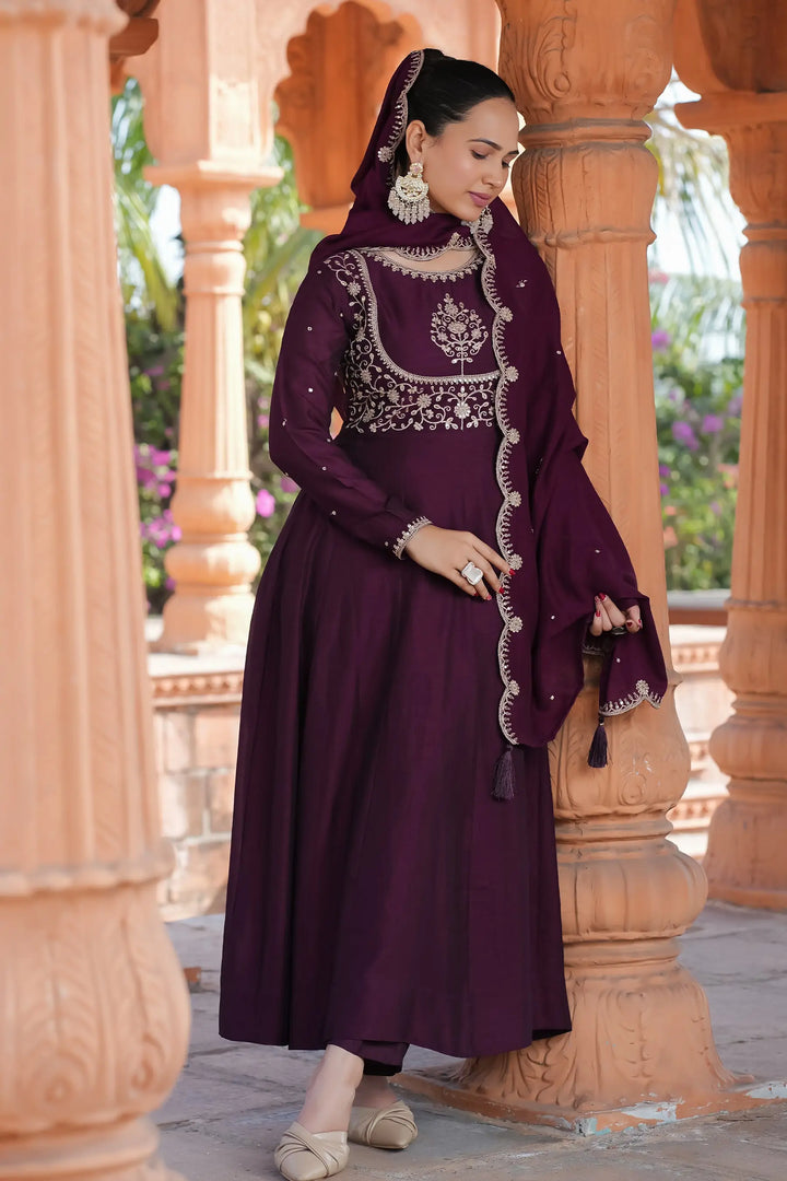 Designer Vichitra Silk Salwar Kameez with Dupatta Combo