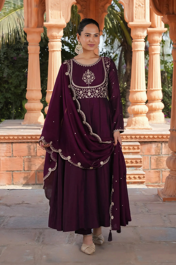 Designer Vichitra Silk Salwar Kameez with Dupatta Combo