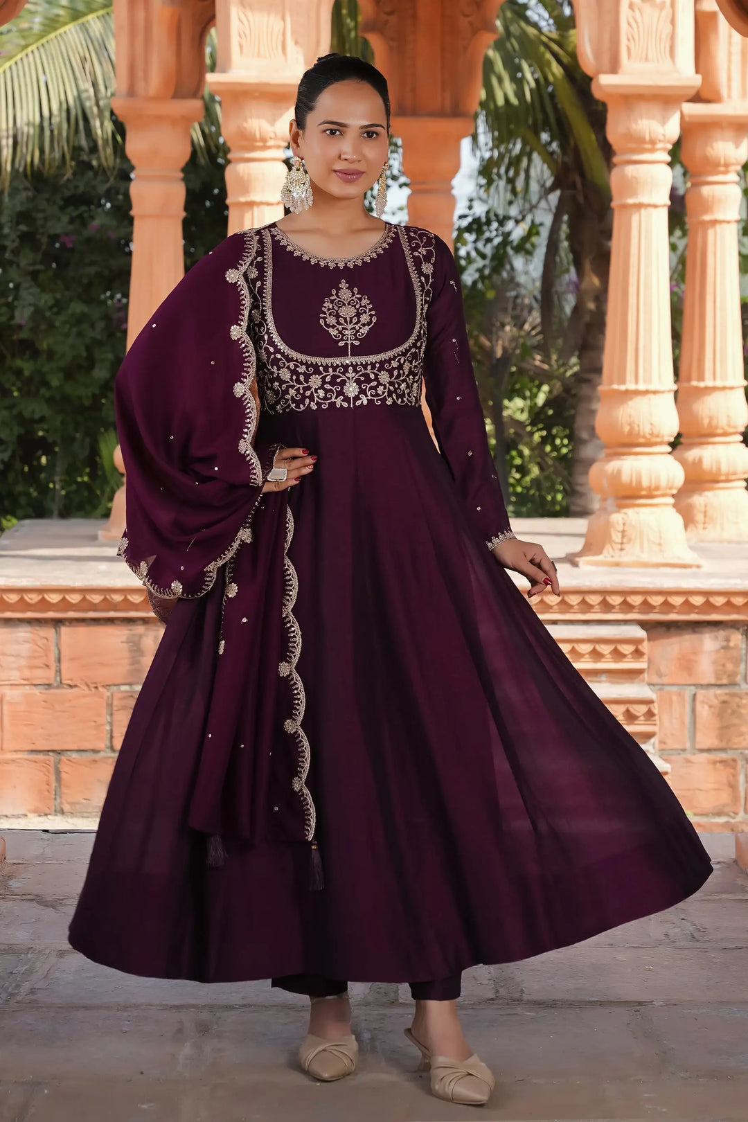 Designer Vichitra Silk Salwar Kameez with Dupatta Combo