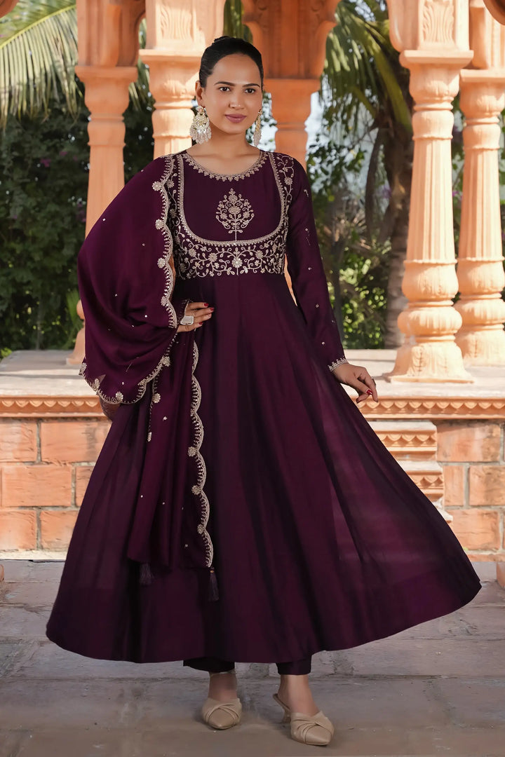 Designer Vichitra Silk Salwar Kameez with Dupatta Combo