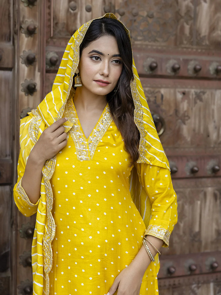 Chic Embroidered Vichitra Silk Suit with Printed Dupatta