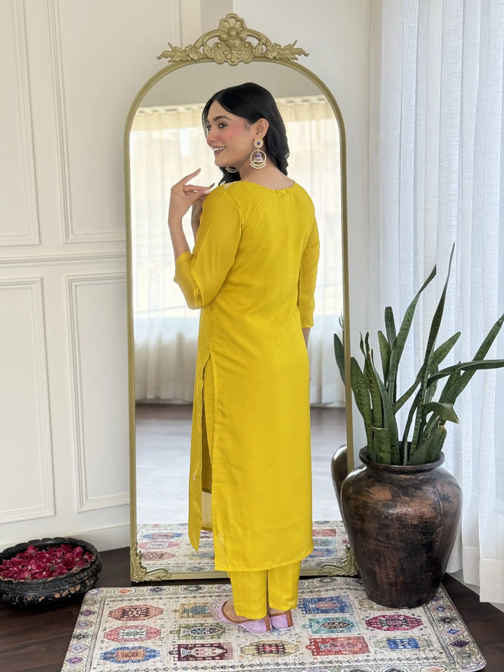 Stunning Vichitra Silk Salwar Kameez with Chinon Dupatta