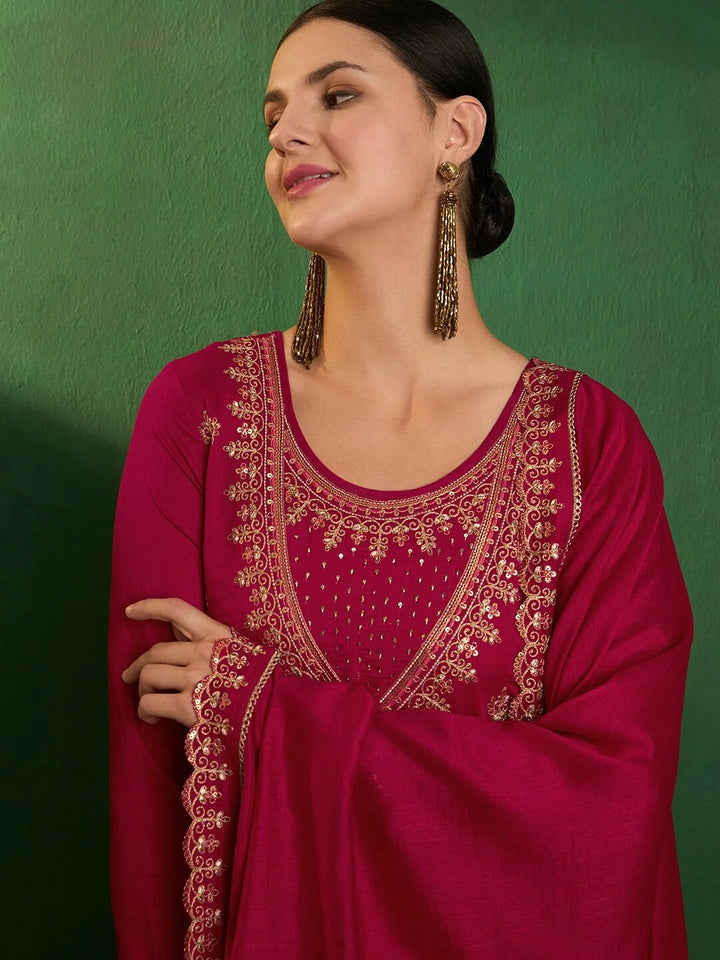 Graceful CP Vichitra Salwar Kameez with Embroidery Work