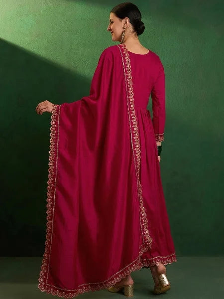 Graceful CP Vichitra Salwar Kameez with Embroidery Work