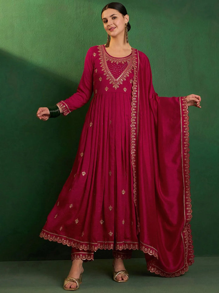 Graceful CP Vichitra Salwar Kameez with Embroidery Work