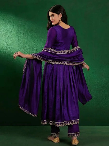 Graceful CP Vichitra Salwar Kameez with Embroidery Work