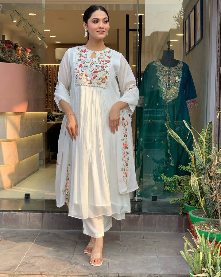 Elegant Party Wear Viscose Chinon Salwar Suit for Women