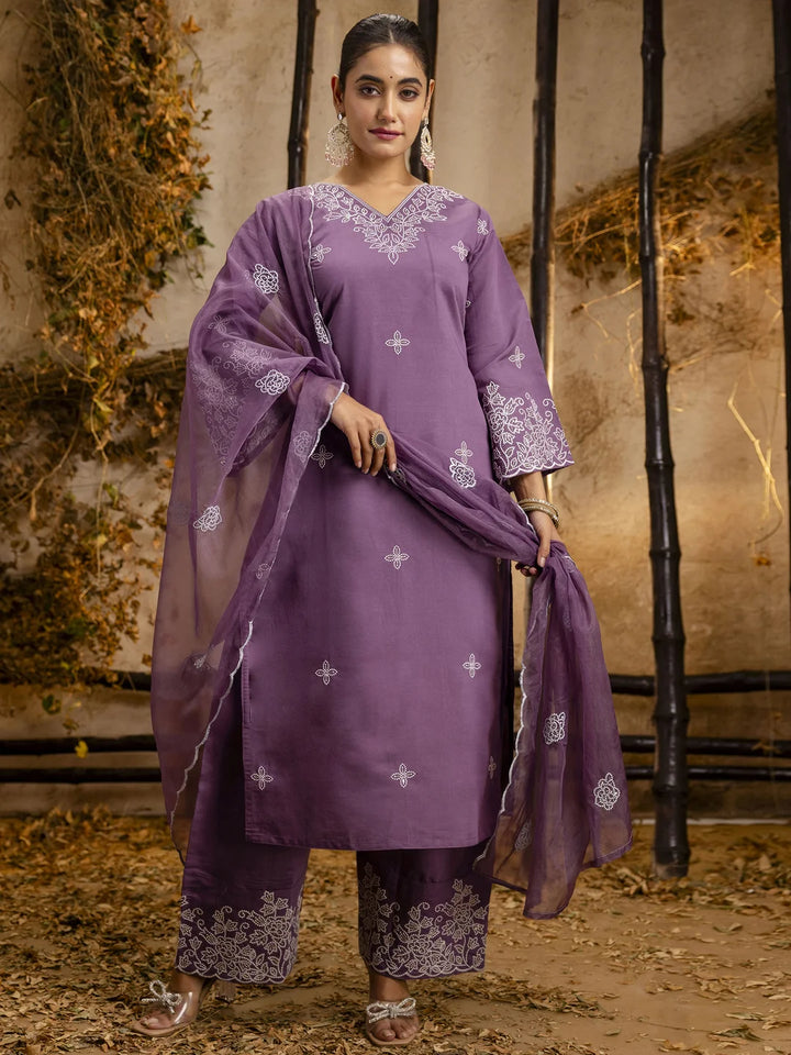 Festive Salwar Kameez in Silk Blend with Embroidered Organza